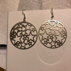 Silver Hoop Earrings, 3”